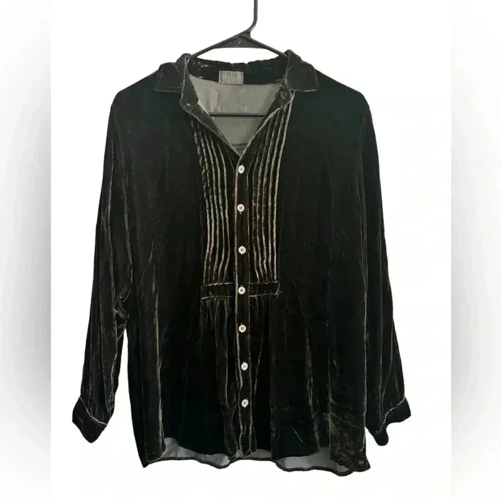 Cp Shades Romy Brown Velvet Top Size S